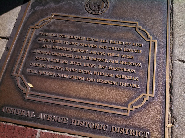 Hot Springs Plaque